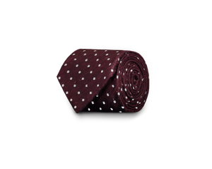 Shantung silk tie berry polka