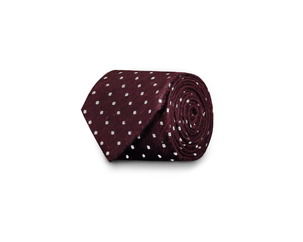Shantung silk tie berry polka