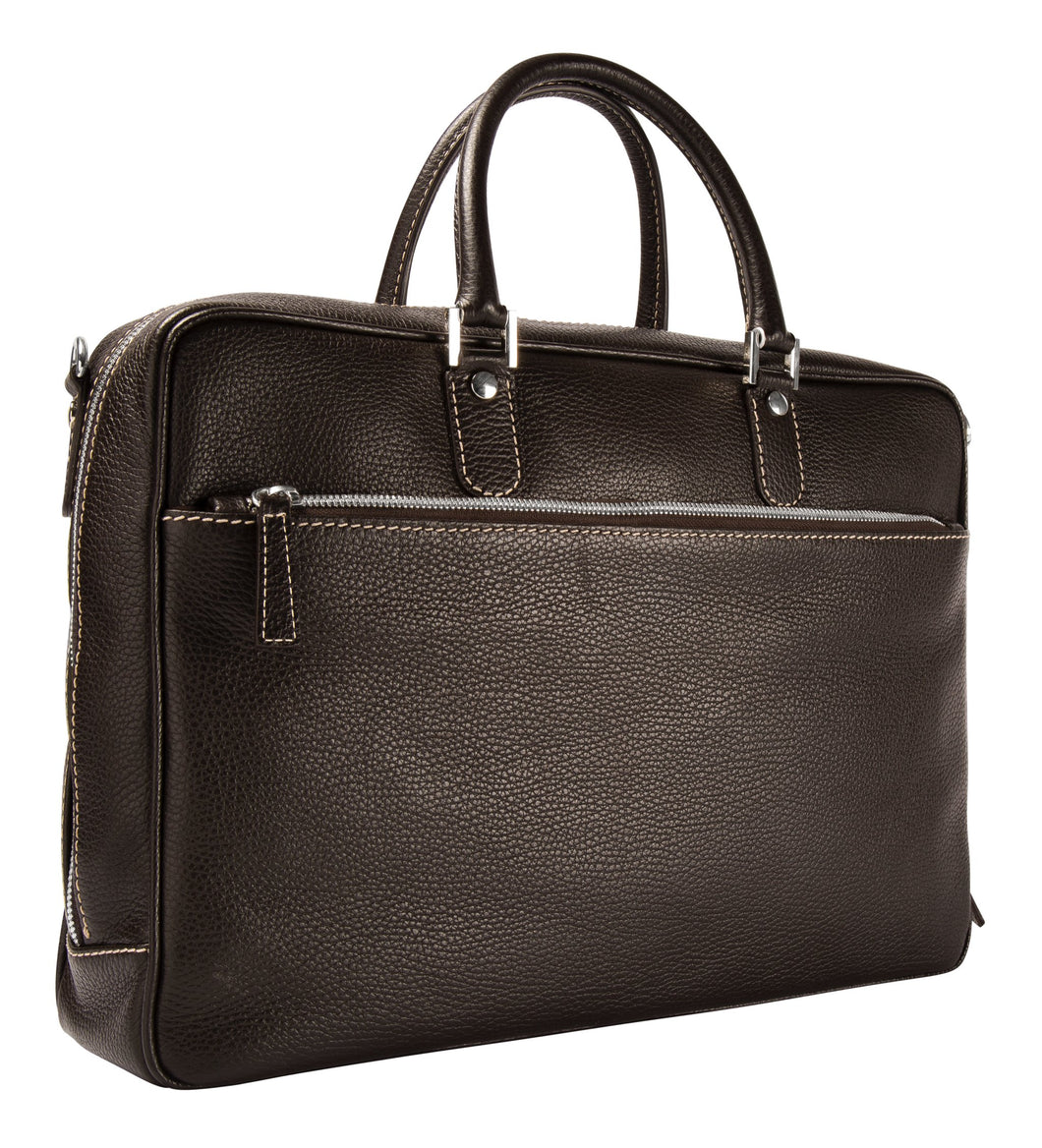 Leather briefcase espresso brown