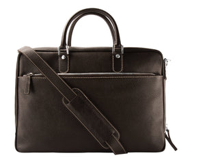 Leather briefcase espresso brown