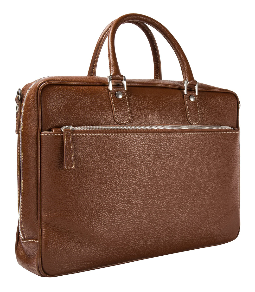 Leather briefcase tan