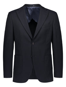 Casual cotton mix blazer in navy blue