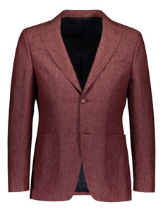 Earthy red linen suit in slim fit